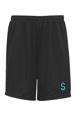 RM Roots - $drip (teal/blk) Mesh Shorts
