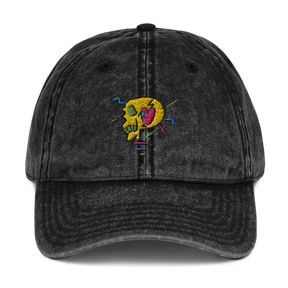Sombrero de papá de mezclilla vintage RM Skull